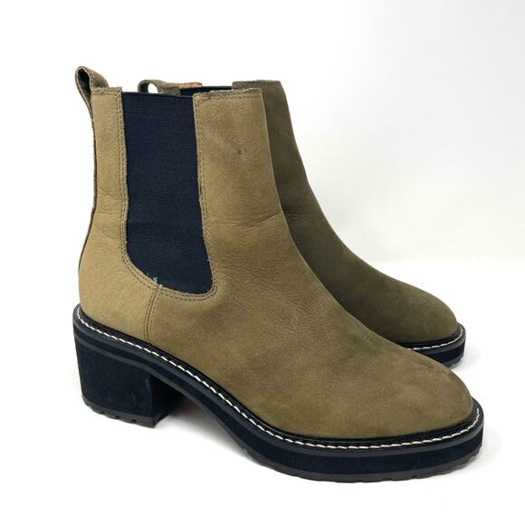 Madewell The Carina Platform Chelsea Leather Boot Cargo Green Women's 8.5 $228 - Picture 5 of 10